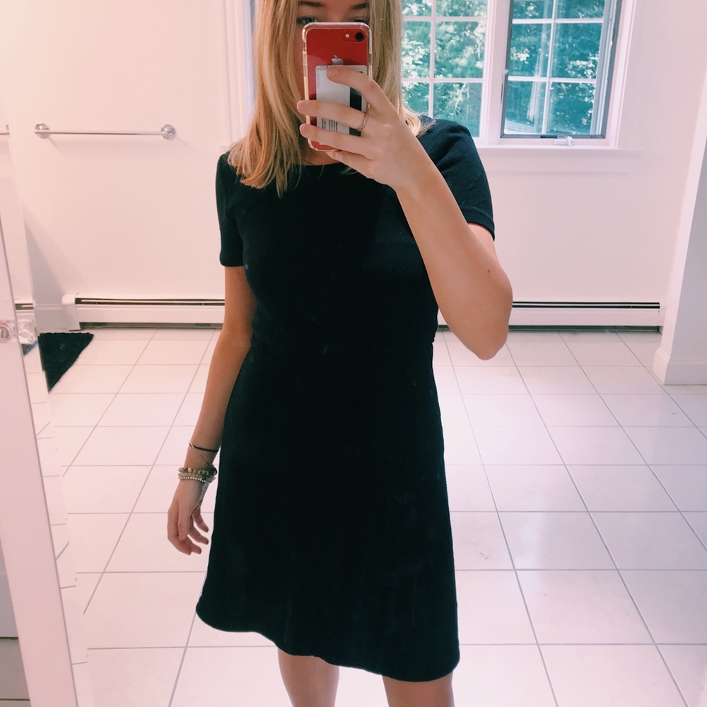 MADEWELL BLACK A-LINE SHORT SLEEVE DRESS